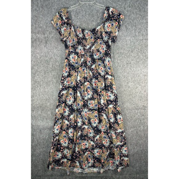 Jessica Simpson Maternity Blue Floral Midi Dress Smocked Women’s Size M - Picture 3 of 8